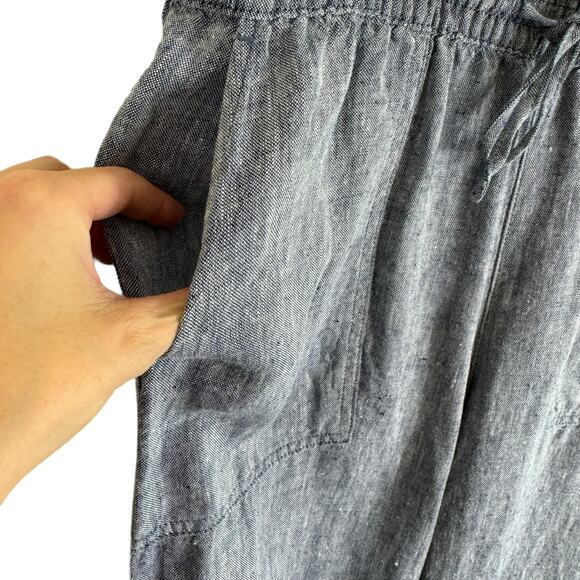 Lands' End 100% Linen Gray Elastic Waist High Rose Cropped Casual Pants Size 10 - Picture 5 of 9